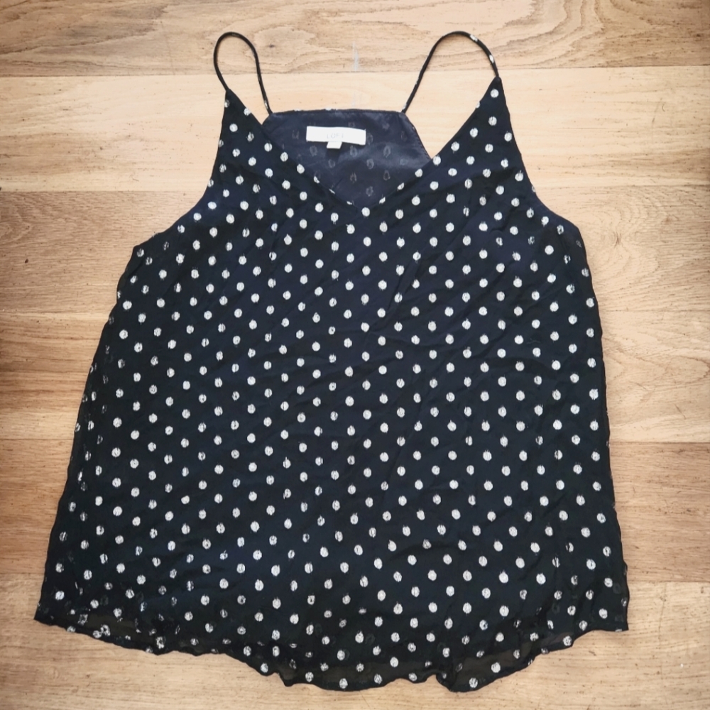 Loft Silver Dot Cami Tank, Sz L